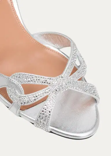 Aquazzura 85mm Metallic Leather Crystal Ribbon Kiss Slingback Sandals | Thumbnail 5 Aquazzura 85mm Metallic Leather Crystal Ribbon Kiss Slingback Sandals | Thumbnail 5