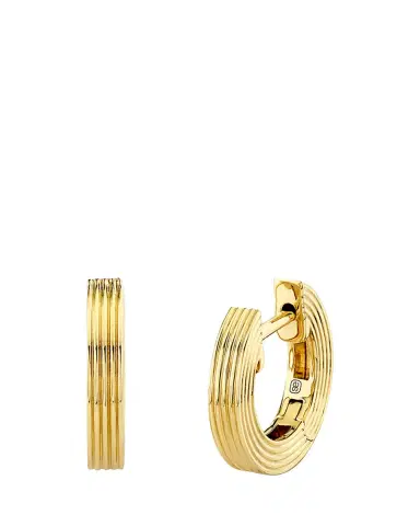 Sydney Evan Small 14K Gold Fluted Huggie Earrings | Thumbnail 2