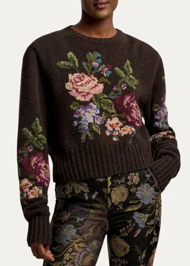 Ralph Lauren Collection Floral Cashmere Crewneck Sweater | Thumbnail 4