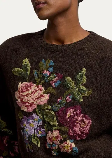 Ralph Lauren Collection Floral Cashmere Crewneck Sweater | Thumbnail 5
