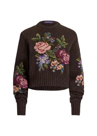 Ralph Lauren Collection Floral Cashmere Crewneck Sweater | Thumbnail 1