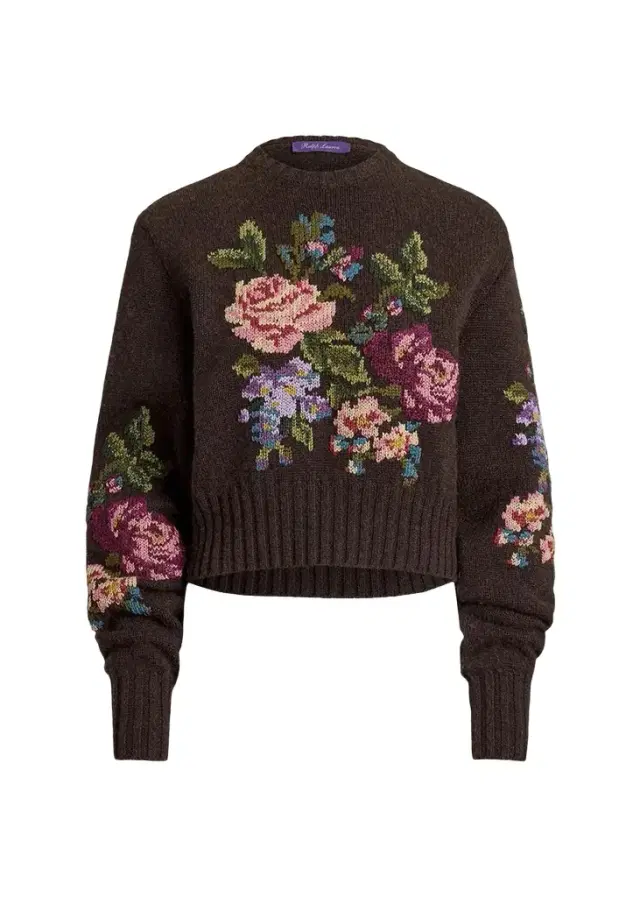 Ralph Lauren Collection Floral Cashmere Crewneck Sweater
