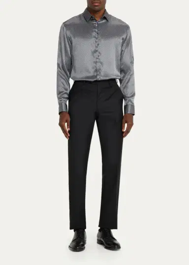 Giorgio Armani Men's Silk Chevron Button-Front Shirt | Thumbnail 2
