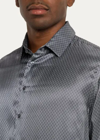 Giorgio Armani Men's Silk Chevron Button-Front Shirt | Thumbnail 5