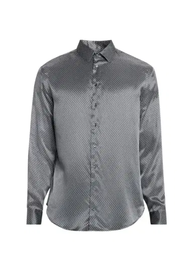 Giorgio Armani Men's Silk Chevron Button-Front Shirt | Thumbnail 1