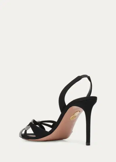 Aquazzura 85mm Crystal Ribbon Kiss Slingback Sandals | Thumbnail 4