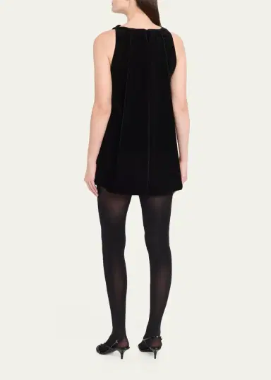 Brandon Maxwell Sable High-Neck Velvety Mini Dress | Thumbnail 3