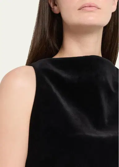 Brandon Maxwell Sable High-Neck Velvety Mini Dress | Thumbnail 5
