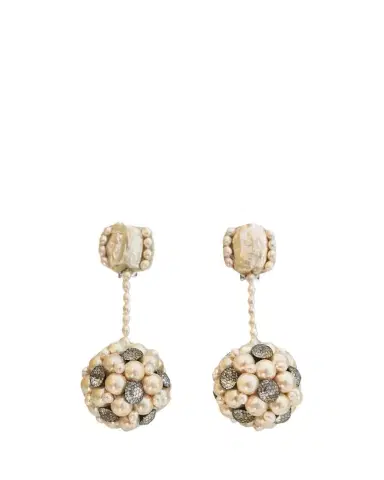 RANJANA KHAN Chakra Pearl Pendulum Clip-On Earrings | Thumbnail 1