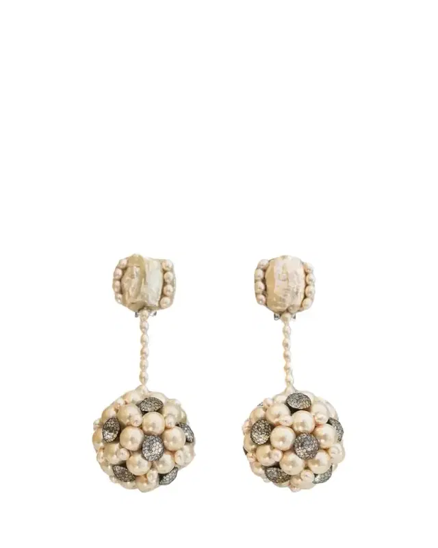 RANJANA KHAN Chakra Pearl Pendulum Clip-On Earrings