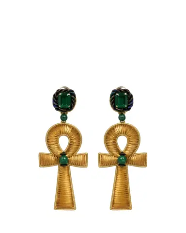RANJANA KHAN Ankh Clip-On Statement Earrings | Thumbnail 2
