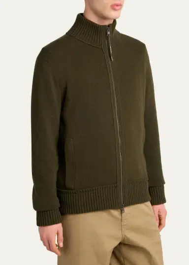 Moncler Grenoble Men's Wool and Cashmere Full-Zip Knit Cardigan | Thumbnail 4