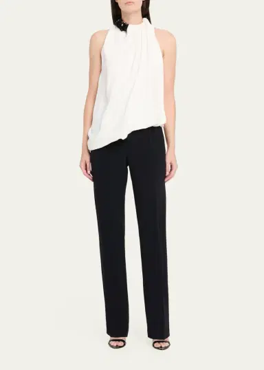 Brandon Maxwell Haze Draped Sequin-Trim Asymmetric Top | Thumbnail 2