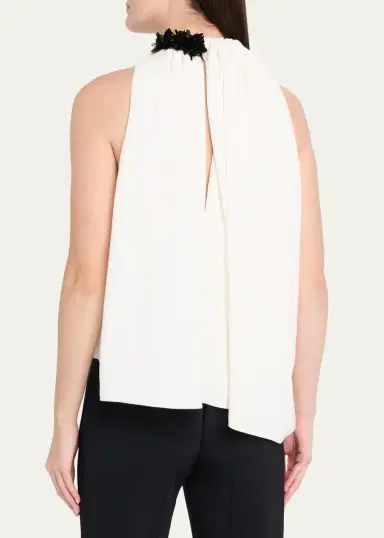 Brandon Maxwell Haze Draped Sequin-Trim Asymmetric Top | Thumbnail 3