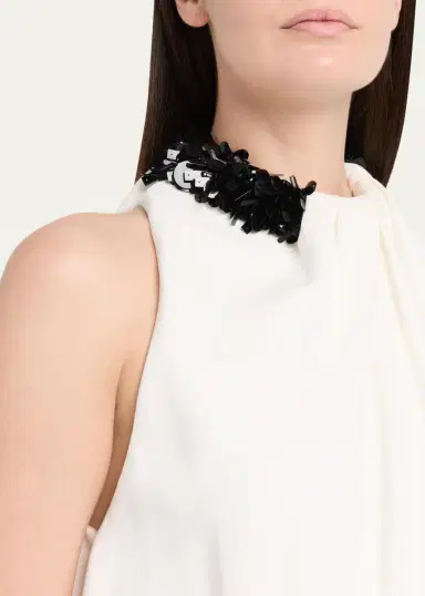 Brandon Maxwell Haze Draped Sequin-Trim Asymmetric Top | Thumbnail 5