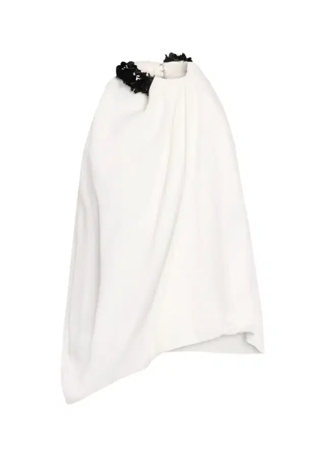 Brandon Maxwell Haze Draped Sequin-Trim Asymmetric Top