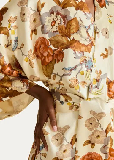 Olivia von Halle Queenie Floral-Print Silk Robe | Thumbnail 4