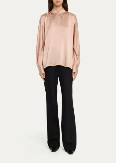 Vince Silk Satin Dolman-Sleeve Button-Front Shirt | Thumbnail 2 Vince Silk Satin Dolman-Sleeve Button-Front Shirt | Thumbnail 2