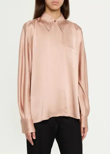 Vince Silk Satin Dolman-Sleeve Button-Front Shirt | Thumbnail 4 Vince Silk Satin Dolman-Sleeve Button-Front Shirt | Thumbnail 4