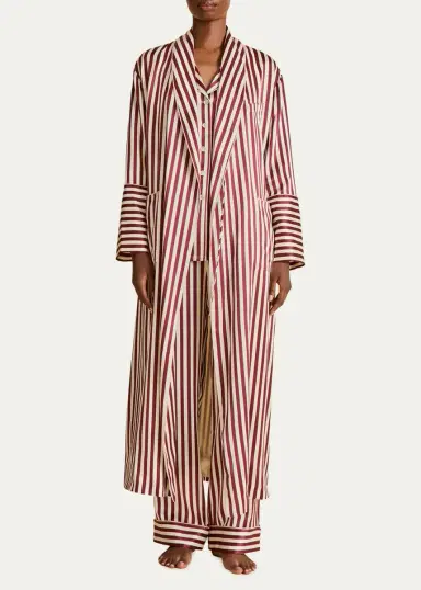 Olivia von Halle Lila Striped Silk Pajama Set | Thumbnail 2