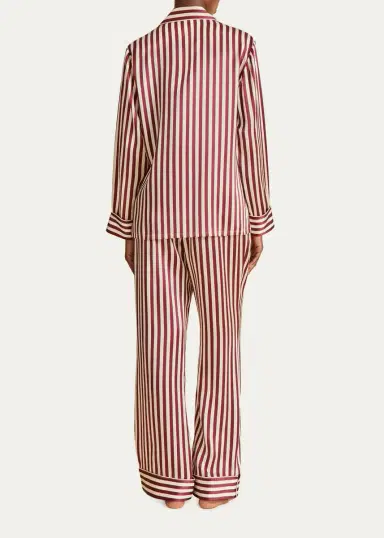 Olivia von Halle Lila Striped Silk Pajama Set | Thumbnail 3