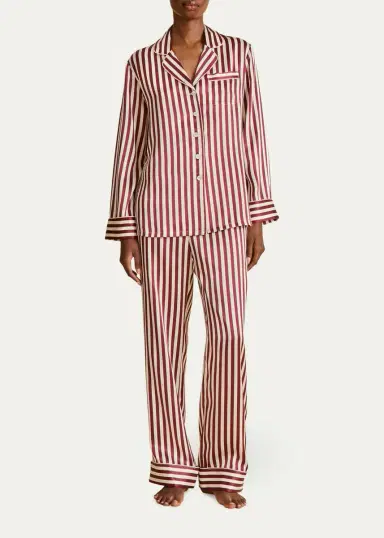 Olivia von Halle Lila Striped Silk Pajama Set | Thumbnail 4