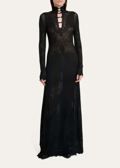 Gabriela Hearst Solace Wool Lace Knit Long-Sleeve Maxi Dress | Thumbnail 2
