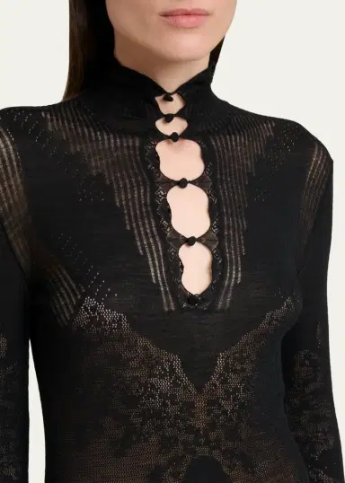Gabriela Hearst Solace Wool Lace Knit Long-Sleeve Maxi Dress | Thumbnail 5