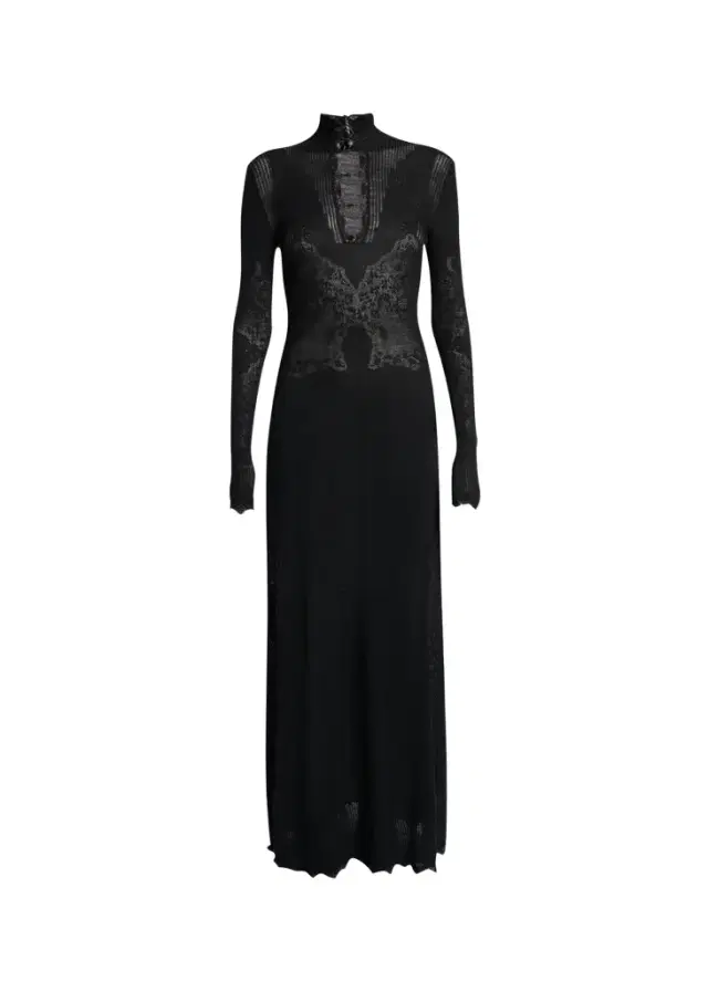 Gabriela Hearst Solace Wool Lace Knit Long-Sleeve Maxi Dress