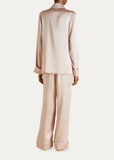 Olivia von Halle Coco Straight-Leg Silk Satin Pajama Set | Thumbnail 3