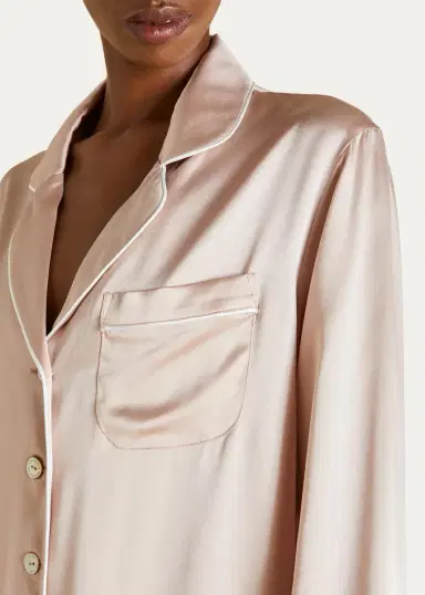 Olivia von Halle Coco Straight-Leg Silk Satin Pajama Set | Thumbnail 4