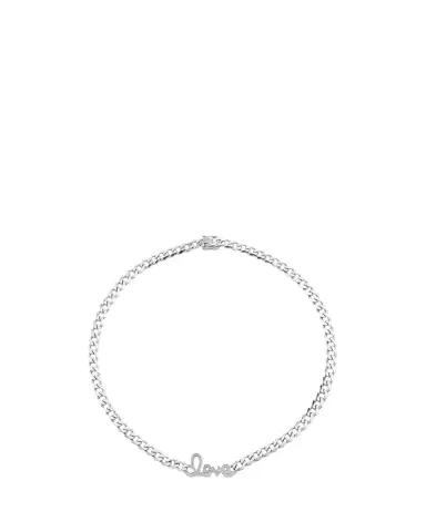 Sydney Evan 14K White Gold Diamond Love Script Curb-Link Necklace | Thumbnail 2