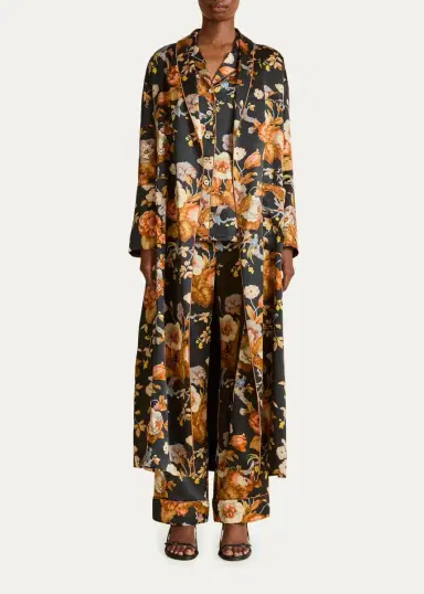 Olivia von Halle Lila Floral-Print Silk Pajama Set | Thumbnail 2