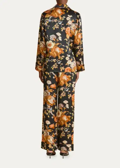 Olivia von Halle Lila Floral-Print Silk Pajama Set | Thumbnail 3