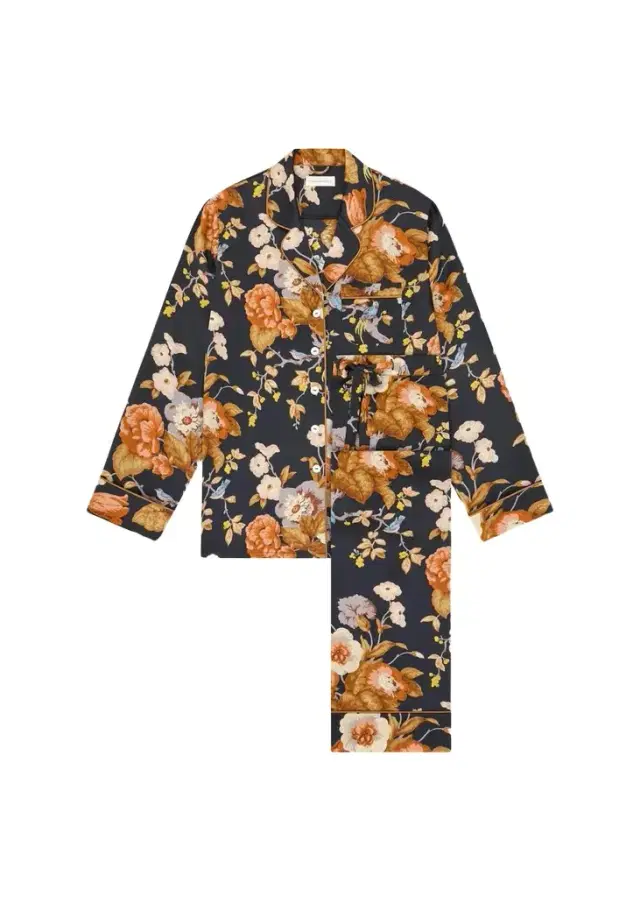 Olivia von Halle Lila Floral-Print Silk Pajama Set