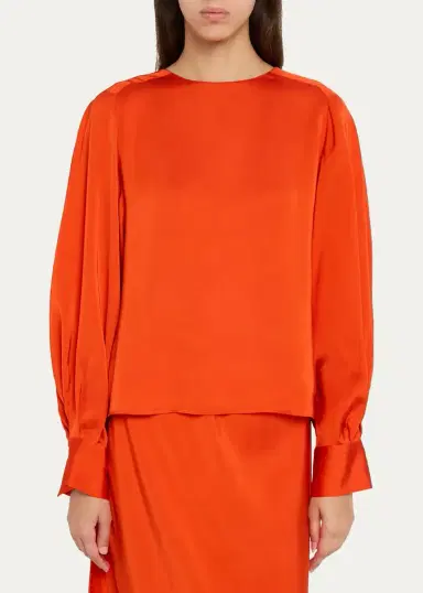 Vince Satin Tie-Neck Raglan Top | Thumbnail 4