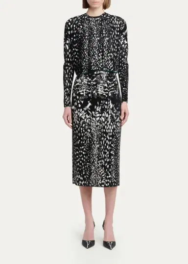 Tom Ford Lynx Jacquard Compact Velvet Viscose Short-Sleeve T-Shirt | Thumbnail 2