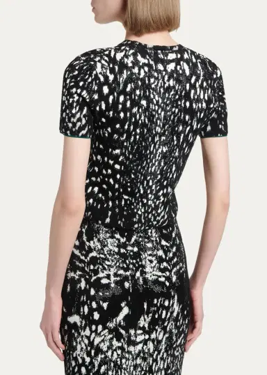Tom Ford Lynx Jacquard Compact Velvet Viscose Short-Sleeve T-Shirt | Thumbnail 3