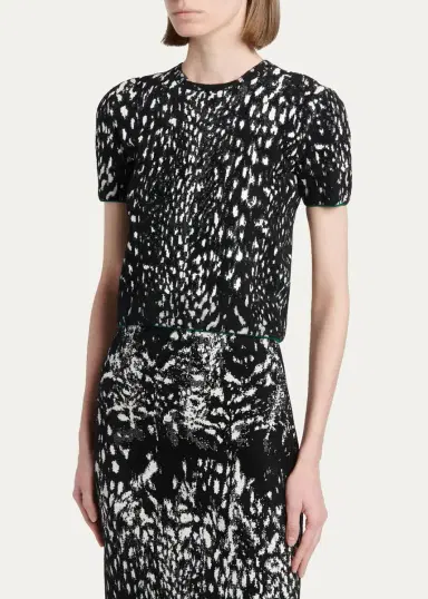 Tom Ford Lynx Jacquard Compact Velvet Viscose Short-Sleeve T-Shirt | Thumbnail 4