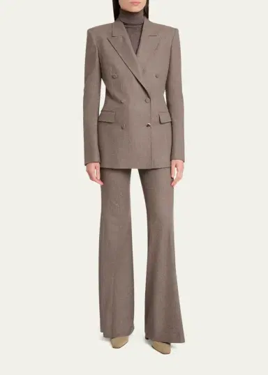 Gabriela Hearst Gavin Wool-Cashmere Flannel Double-Breasted Blazer Jacket | Thumbnail 2