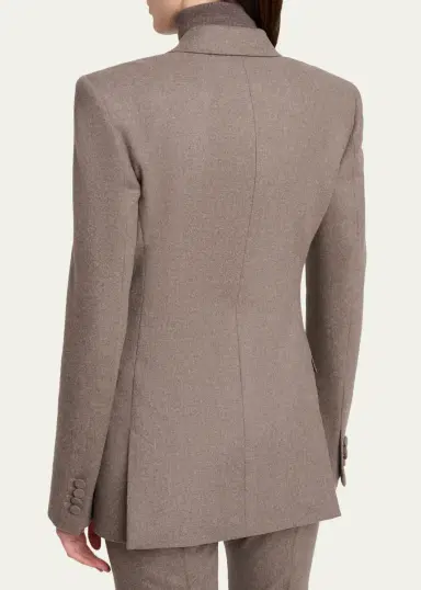 Gabriela Hearst Gavin Wool-Cashmere Flannel Double-Breasted Blazer Jacket | Thumbnail 3