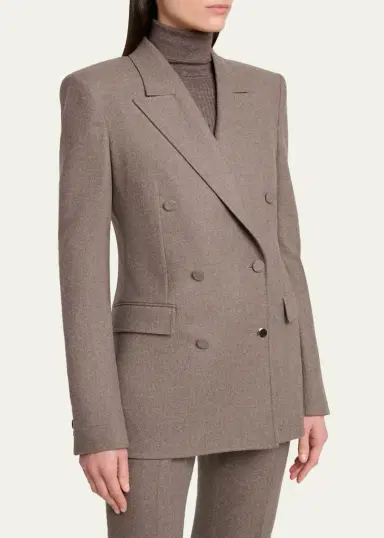 Gabriela Hearst Gavin Wool-Cashmere Flannel Double-Breasted Blazer Jacket | Thumbnail 4