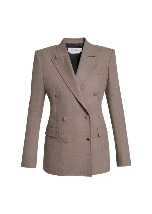 Gabriela Hearst Gavin Wool-Cashmere Flannel Double-Breasted Blazer Jacket