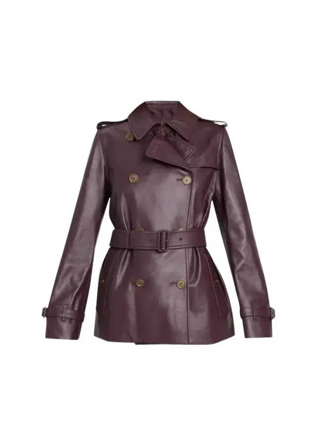 Burberry Kensington Leather Belted Short Trench Jacket