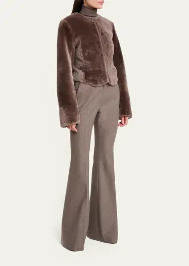 Gabriela Hearst Rhein Wool-Cashmere Flannel Flare Pants | Thumbnail 2
