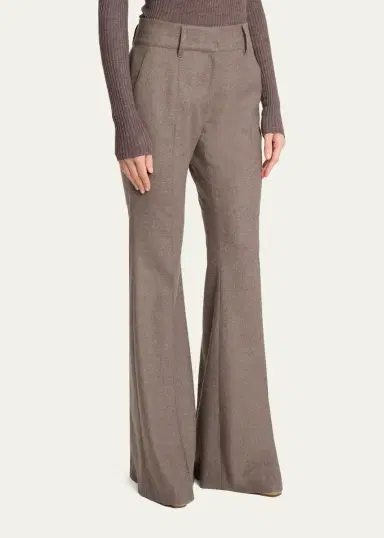 Gabriela Hearst Rhein Wool-Cashmere Flannel Flare Pants | Thumbnail 4