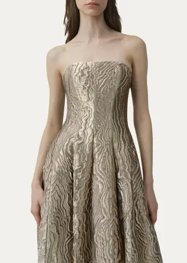 Simkhai Celeste Strapless Metallic Jacquard Gown | Thumbnail 4