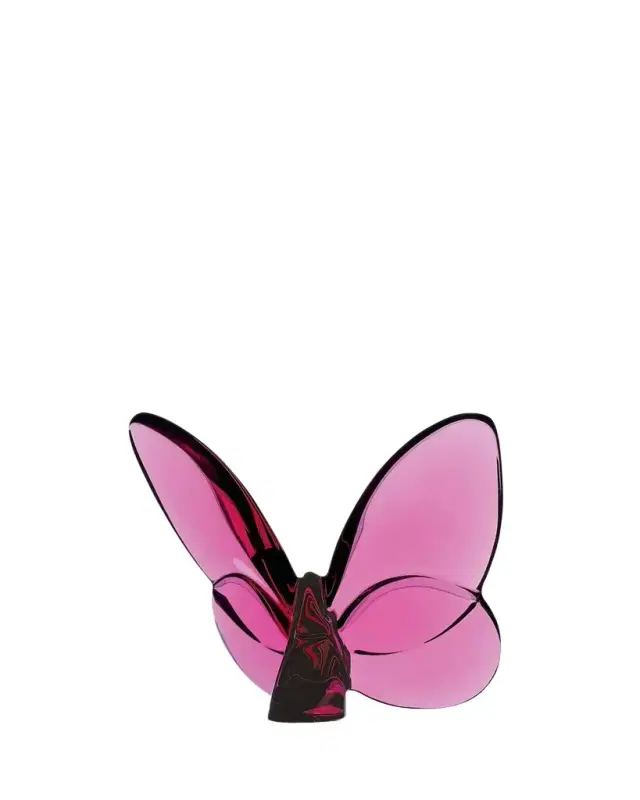 Baccarat 2.5" Lucky Crystal Peony Pink Butterfly