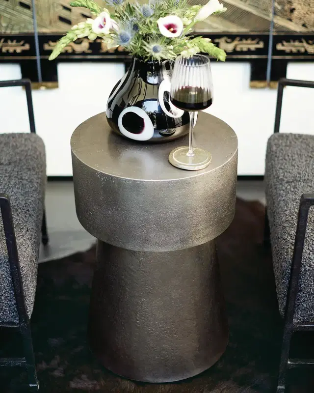 Bernhardt Linea Round Metal Chair-Side Table