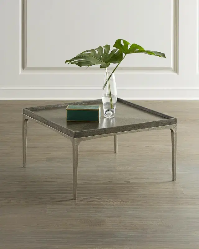 Bernhardt Interiors Strata Cerused Charcoal Square Coffee Table